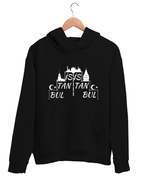 Tisho - İstanbul Siyah Unisex Kapşonlu Sweatshirt