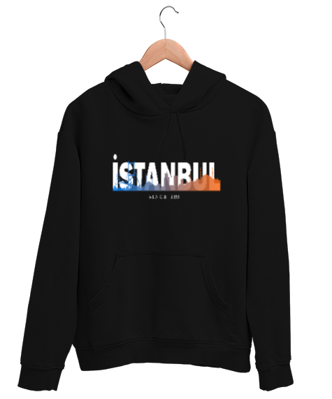 Tisho - İSTANBUL Siyah Unisex Kapşonlu Sweatshirt