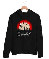 İstanbul Siyah Unisex Kapşonlu Sweatshirt - Tisho