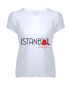Tisho - istanbul tasarımlı Kadın V Yaka Tişört