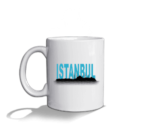 İstanbul temalı Beyaz Kupa Bardak - Thumbnail