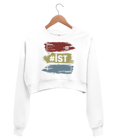 İstanbul Temalı Kadın Crop Sweatshirt - Tisho