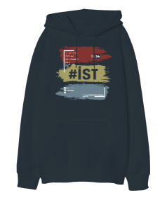 İstanbul Temalı Oversize Unisex Kapüşonlu Sweatshirt - Tisho