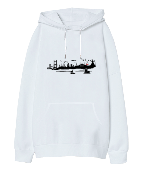 Tisho - İstanbul Temalı Oversize Unisex Kapüşonlu Sweatshirt