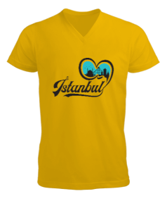 İstanbul tişört Erkek Kısa Kol V Yaka Tişört - Tisho