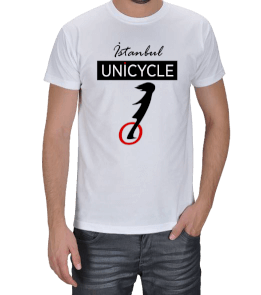 İstanbul Unicycle White Erkek Tişört - Thumbnail