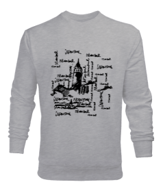 İstanbul ve Galata Kulesi baskılı erkek Erkek Sweatshirt - Tisho