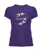 İstanbul ve Lale Mor Kadın Tişört - Tisho
