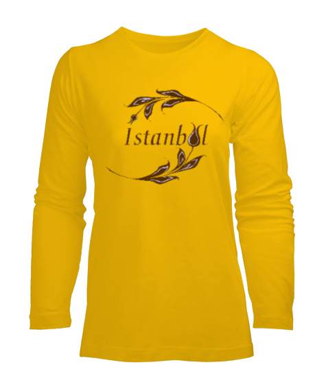 Tisho - İstanbul ve Lale Sarı Kadın Uzun Kol Tişört
