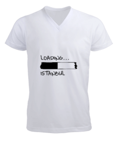 İstanbul yüklenmesi Erkek Kısa Kol V Yaka Tişört - Tisho