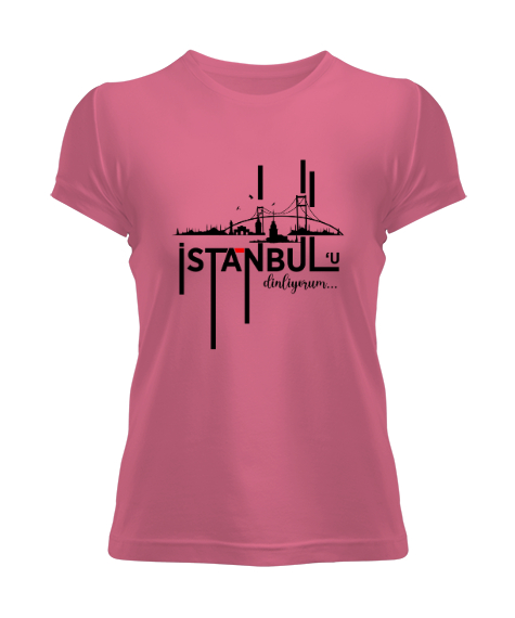 Tisho - İstanbulu Dinliyorum V2 Pembe Kadın Tişört