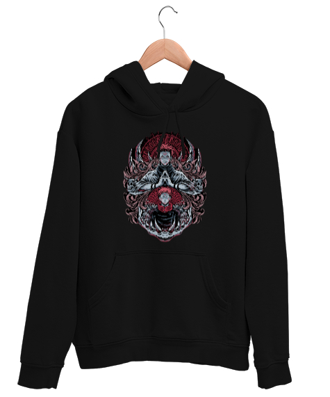 Tisho - Itadori Yuji Sukuna Siyah Unisex Kapşonlu Sweatshirt