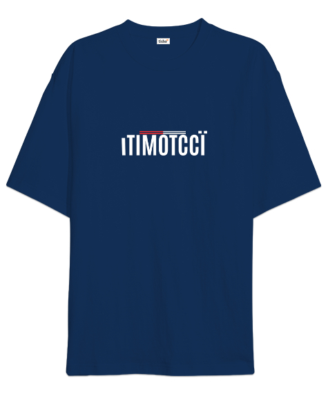 Tisho - Itımotcci Navy Blue Baskılı Lacivert Oversize Unisex Tişört