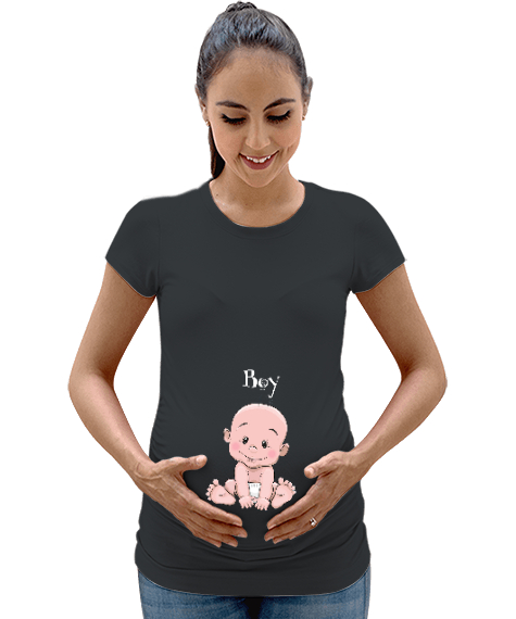 Tisho - İts Boy - Erkek Bebek Füme Kadın Hamile Tişört