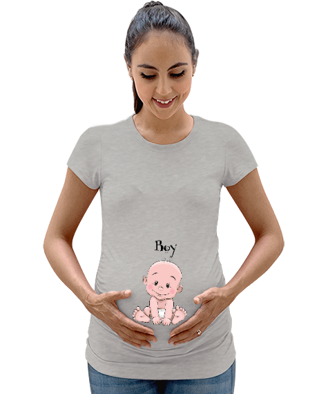 Tisho - İts Boy - Erkek Bebek Gri Kadın Hamile Tişört