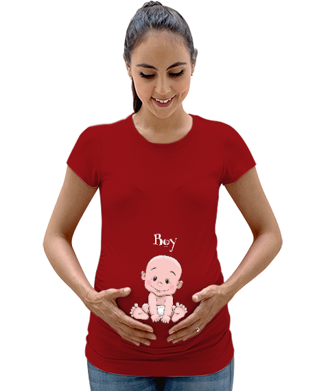Tisho - İts Boy - Erkek Bebek Kırmızı Kadın Hamile Tişört
