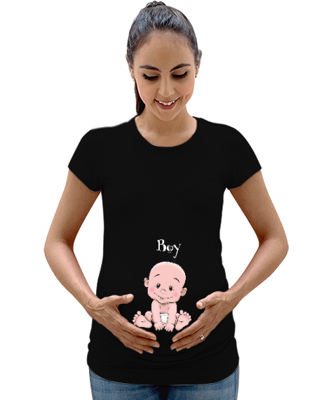 Tisho - İts Boy - Erkek Bebek Siyah Kadın Hamile Tişört