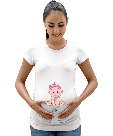 Tisho - Its Girl - Kız Bebek Beyaz Kadın Hamile Tişört