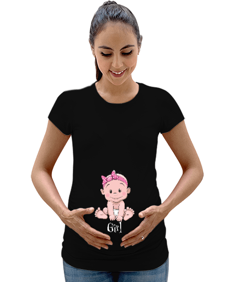 Tisho - Its Girl - Kız Bebek Siyah Kadın Hamile Tişört