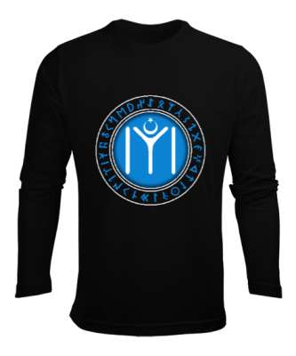 iyi,Selçuk,iyi logosu,Göktürk,Türkiye. Siyah Erkek Uzun Kol Yazlık Tişört - Tisho