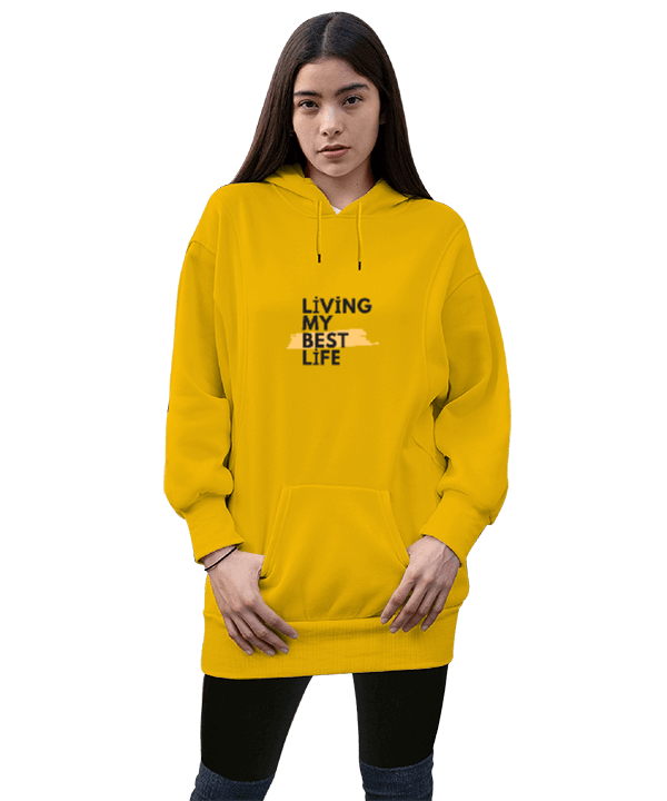 Tisho - İyyi Kadın Uzun Hoodie Kapüşonlu Sweatshirt