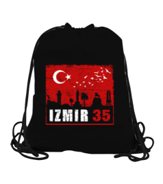 izmir, izmir şehir ,Türkiye,Türkiye bayrağı. Büzgülü Spor Çanta - Tisho