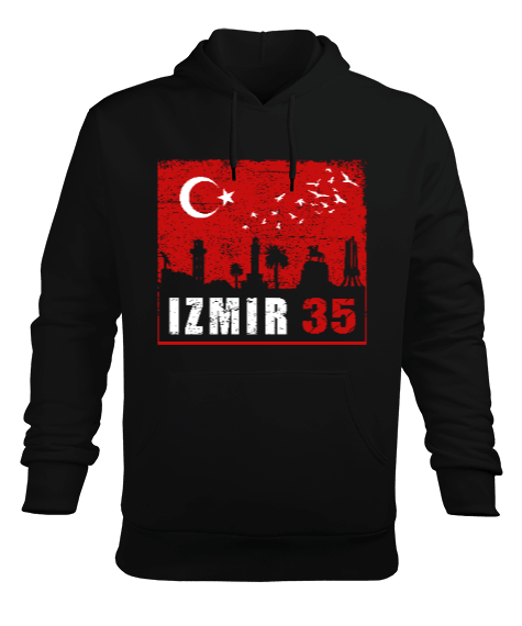 Tisho - izmir, izmir şehir ,Türkiye,Türkiye bayrağı. Erkek Kapüşonlu Hoodie Sweatshirt