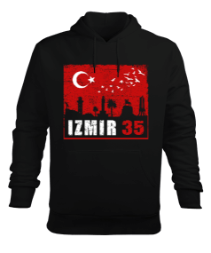 izmir, izmir şehir ,Türkiye,Türkiye bayrağı. Erkek Kapüşonlu Hoodie Sweatshirt - Tisho