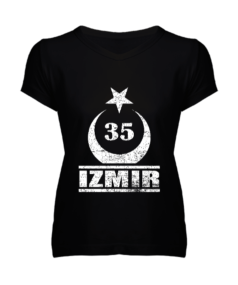 izmir, izmir şehir ,Türkiye,Türkiye bayrağı. Kadın V Yaka Tişört - Tisho