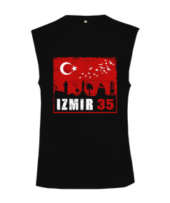 izmir, izmir şehir ,Türkiye,Türkiye bayrağı. Kesik Kol Unisex Tişört - Tisho