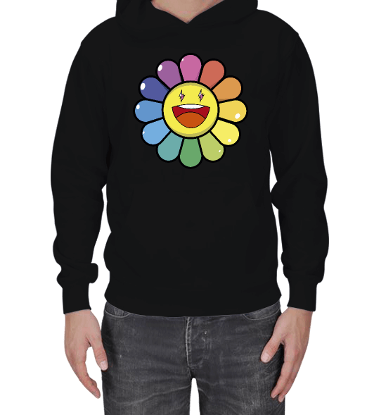 Tisho - J Balvin Rainbow Flower Merch Erkek Kapşonlu