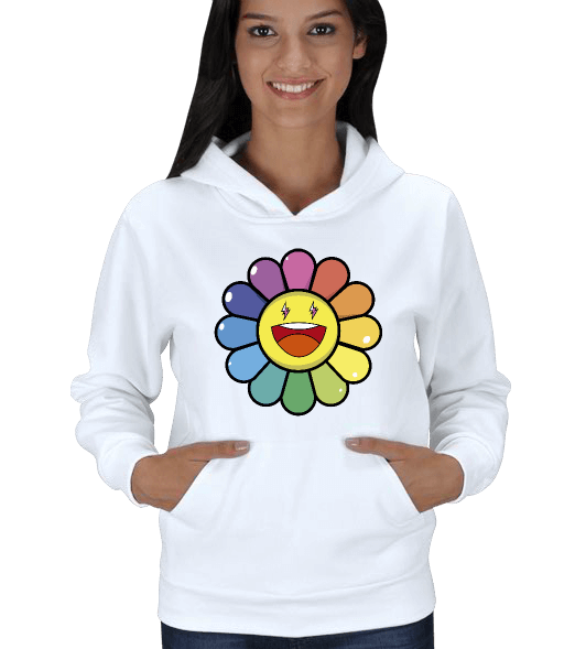 Tisho - J Balvin Rainbow Flower Merch Kadın Kapşonlu