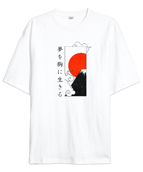 Tisho - Japanase - Japon Kültürü- Beyaz Oversize Unisex Tişört