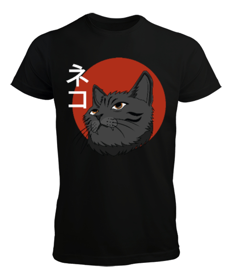 Tisho - Japanese Cat Siyah Erkek Tişört