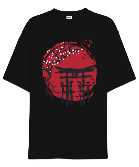 Tisho - Japanese Red Sun Temple Siyah Oversize Unisex Tişört