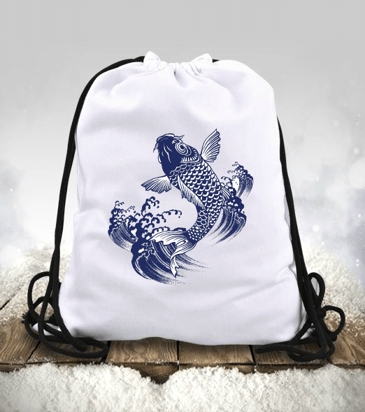 Tisho - Japon Balık Tasarımlı Çanta Büzgülü spor çanta