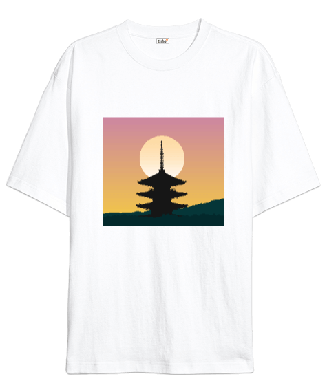 Tisho - Japonya Tapınak Oversize Unisex Tişört