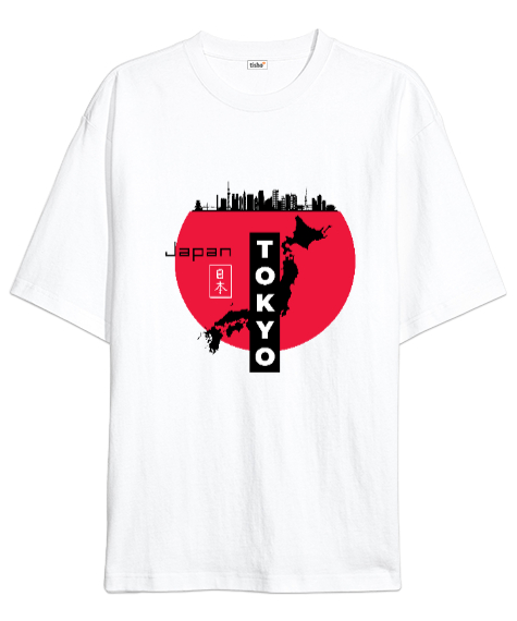 Tisho - Japonya Tokyo Anime Özel Tasarım Beyaz Oversize Unisex Tişört