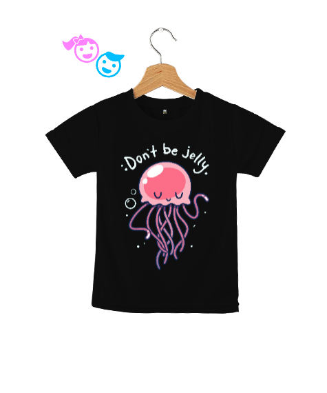 Tisho - Jellyfish - Sevimli Denizanası Siyah Çocuk Unisex