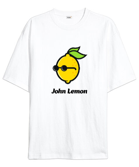 Tisho - John Lemon V1 Beyaz Oversize Unisex Tişört