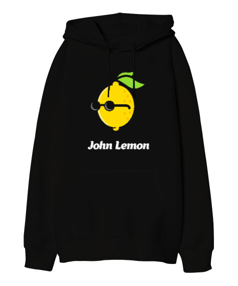Tisho - John Lemon V1 Siyah Oversize Unisex Kapüşonlu Sweatshirt