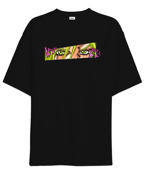 Tisho - jojo desenli Siyah Oversize Unisex Tişört