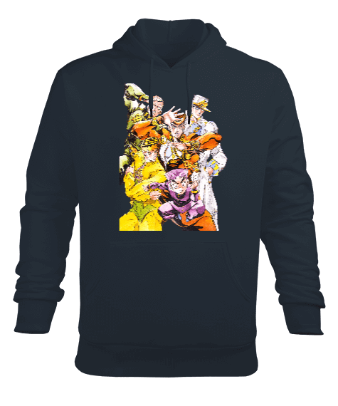 Tisho - JoJos Bizarre Adventure Anime Baskılı Füme Renk Erkek Kapüşonlu Hoodie Sweatshirt
