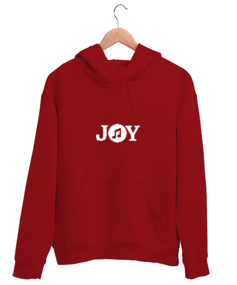 Tisho - Joy - Neşe Yazılı Kırmızı Unisex Kapşonlu Sweatshirt