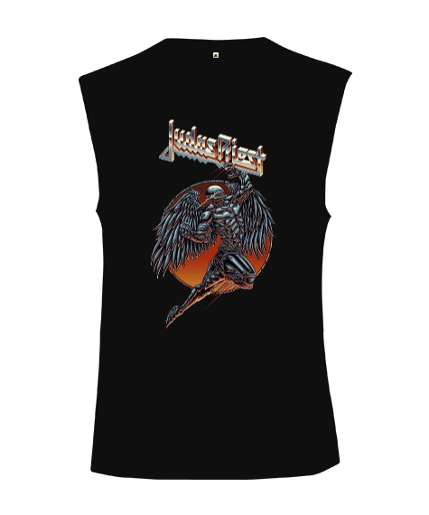 Tisho - Judas Priest Rock Tasarım Baskılı Kesik Kol Unisex Tişört