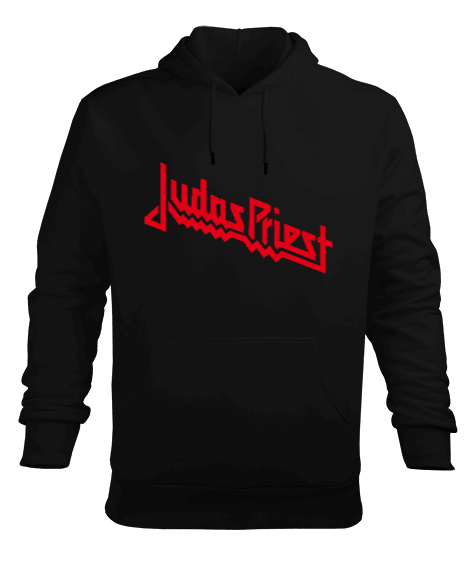 Tisho - Judas Priest Tasarımı Baskılı Siyah Erkek Kapüşonlu Hoodie Sweatshirt