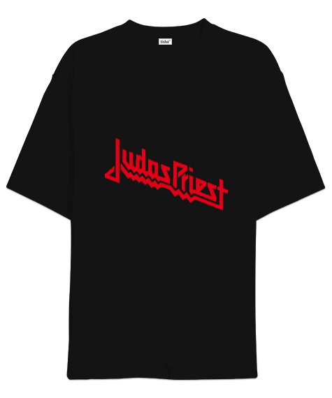 Tisho - Judas Priest Tasarımı Baskılı Siyah Oversize Unisex Tişört