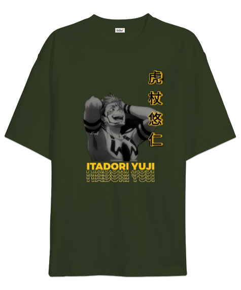Tisho - Jujutsu Kaisen Yuji Itadori Anime Tasarım Baskılı Oversize Unisex Tişört