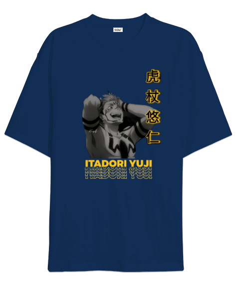 Tisho - Jujutsu Kaisen Yuji Itadori Anime Tasarım Baskılı Oversize Unisex Tişört