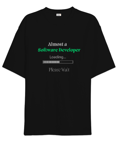 Tisho - Junior Yazılımcı Siyah Oversize Unisex Tişört